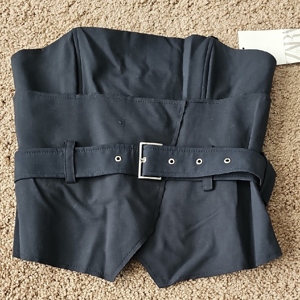 Zara Black Corset Belt with Silver Buckle